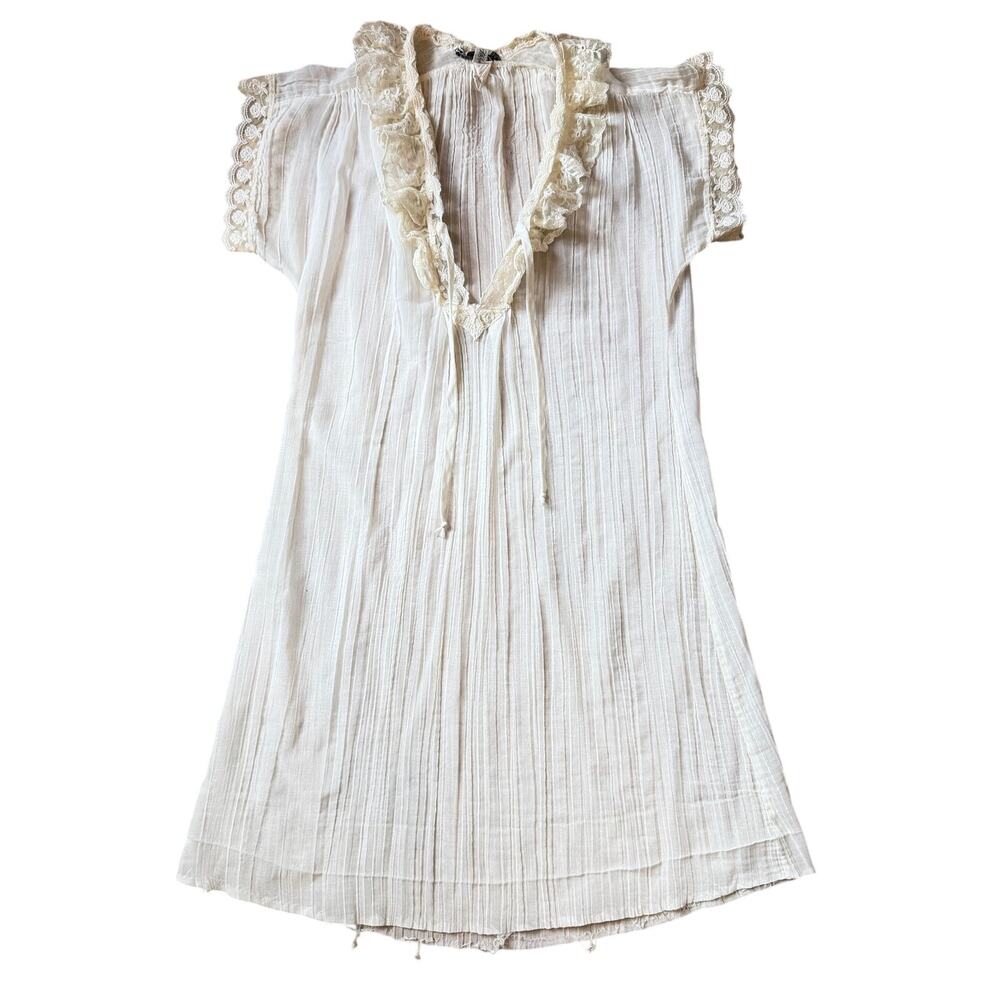 Vintage Christian Dior Saks Cream Lace Nightgown Lingerie Women’s Size Small